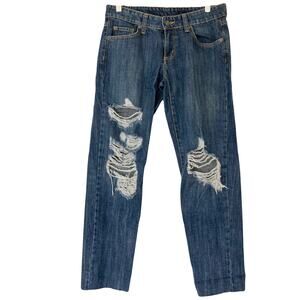 NWOT CARMAR Jeans Womens 25 Blue Rigid Boyfriend Distressed Ripped